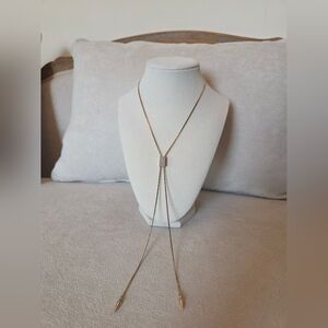 Gold Tone Lariat Necklace Adjustable